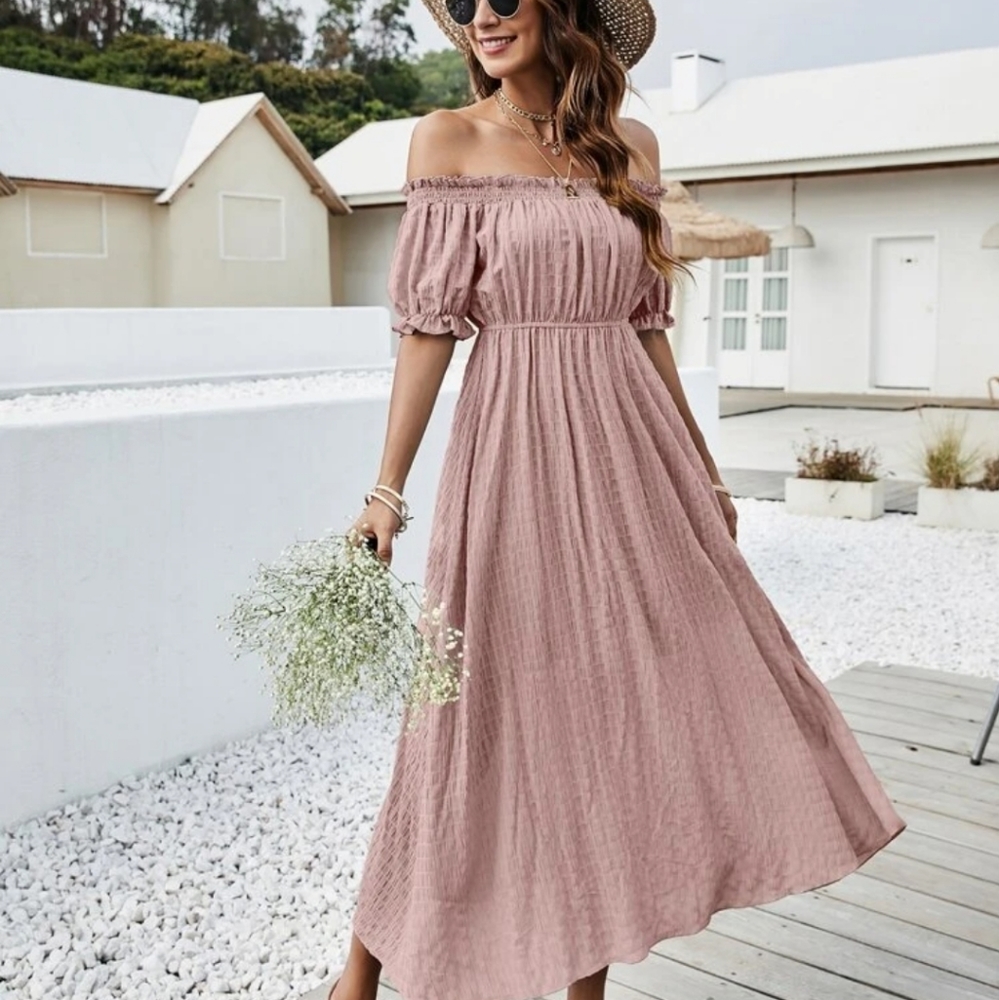 Frill Trim Bardot A-line Dress